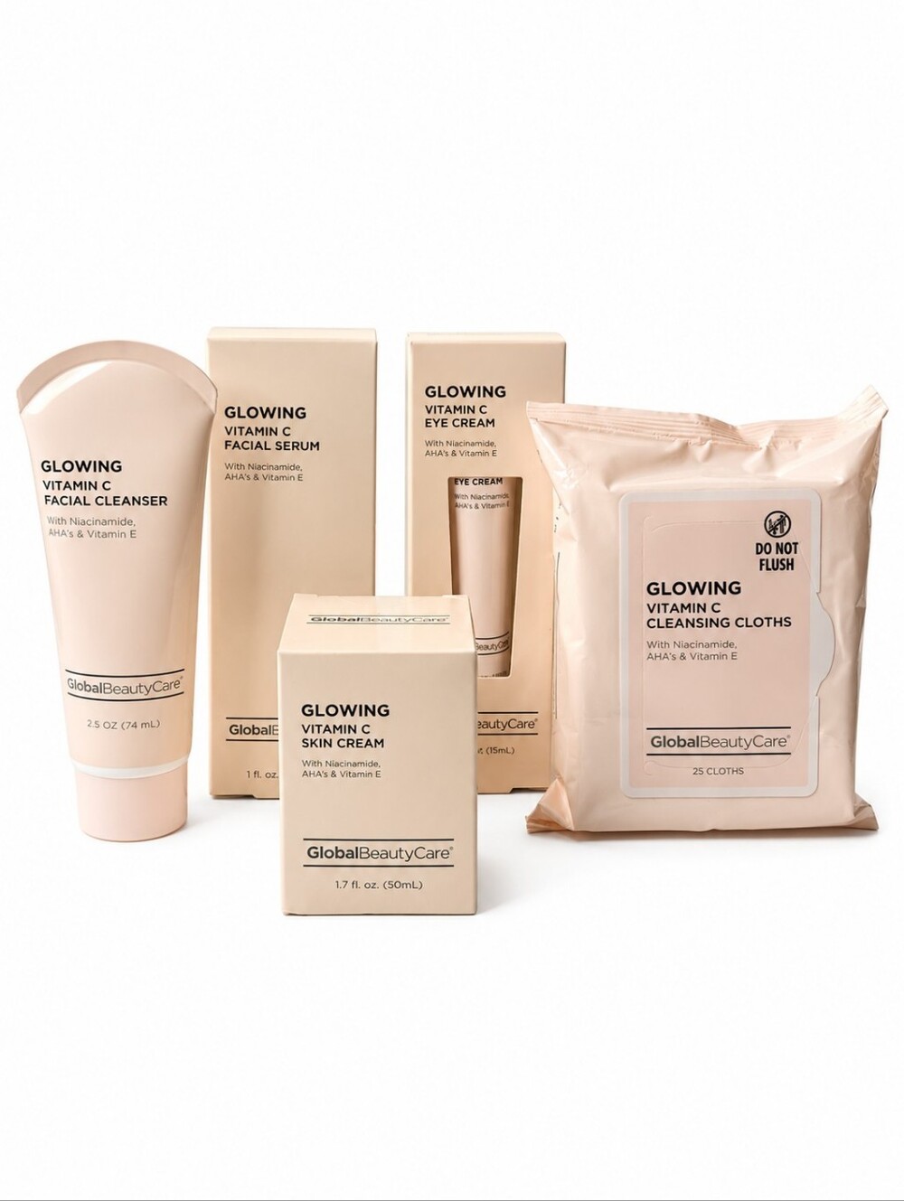 Glowing Vitamin C Skincare with Niacinamide AHA'S & Vitamin E Set 5-pieces